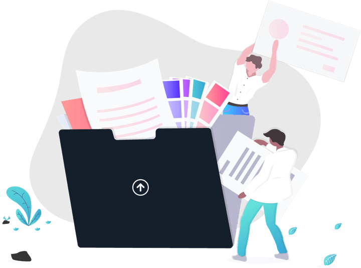 People sorting giant files